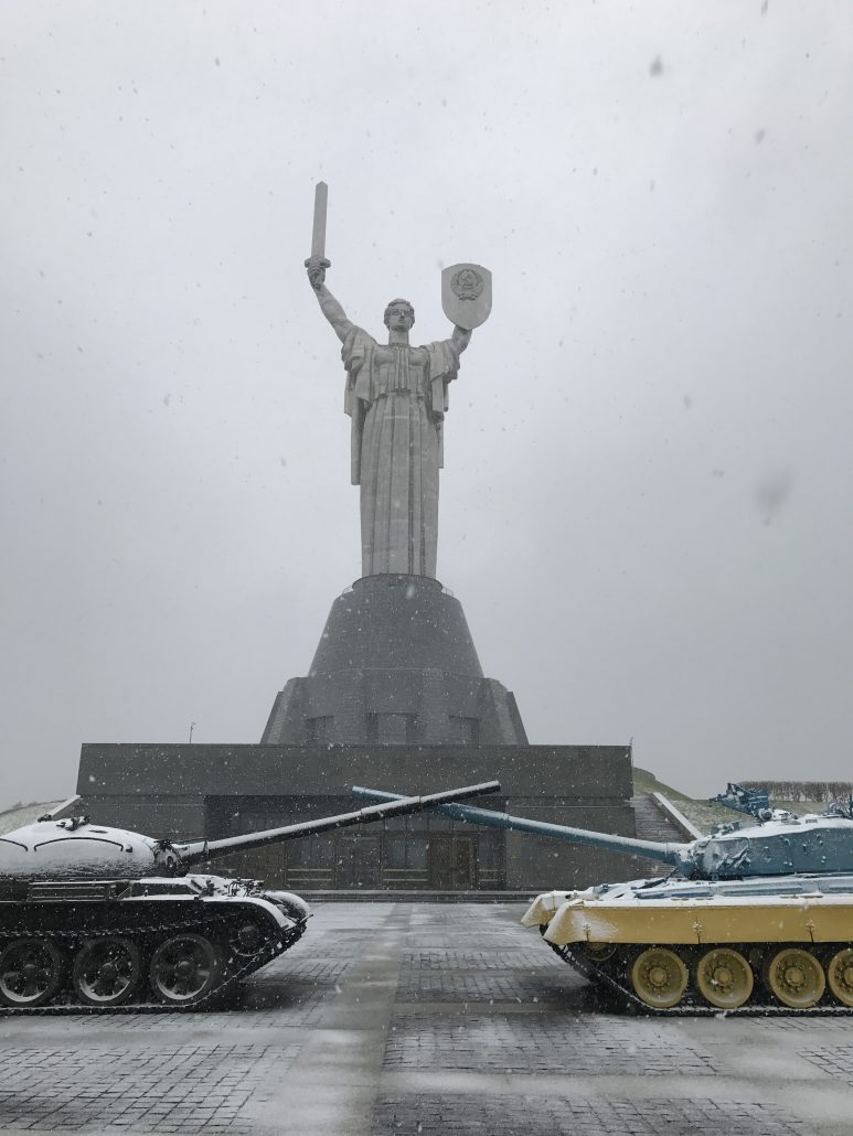 Rodina Mat Monument- I'm not sure this photo does justice to how large this statue is.  Below her feet is the four story Great Patriotic War Museum of Ukraine. Big.