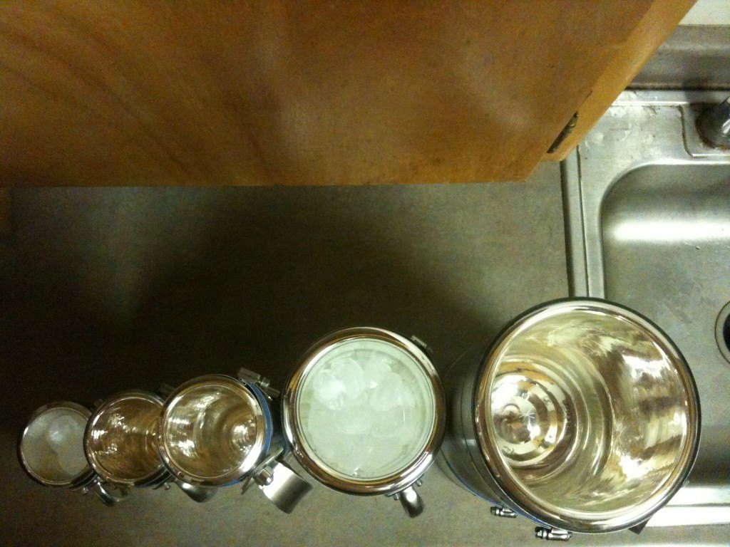 Left to Right: 350ml, 665ml, 1000ml, 1900ml, 4300ml