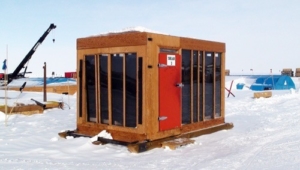 South Pole Solar Outhouse (Note the freezer door style entry)